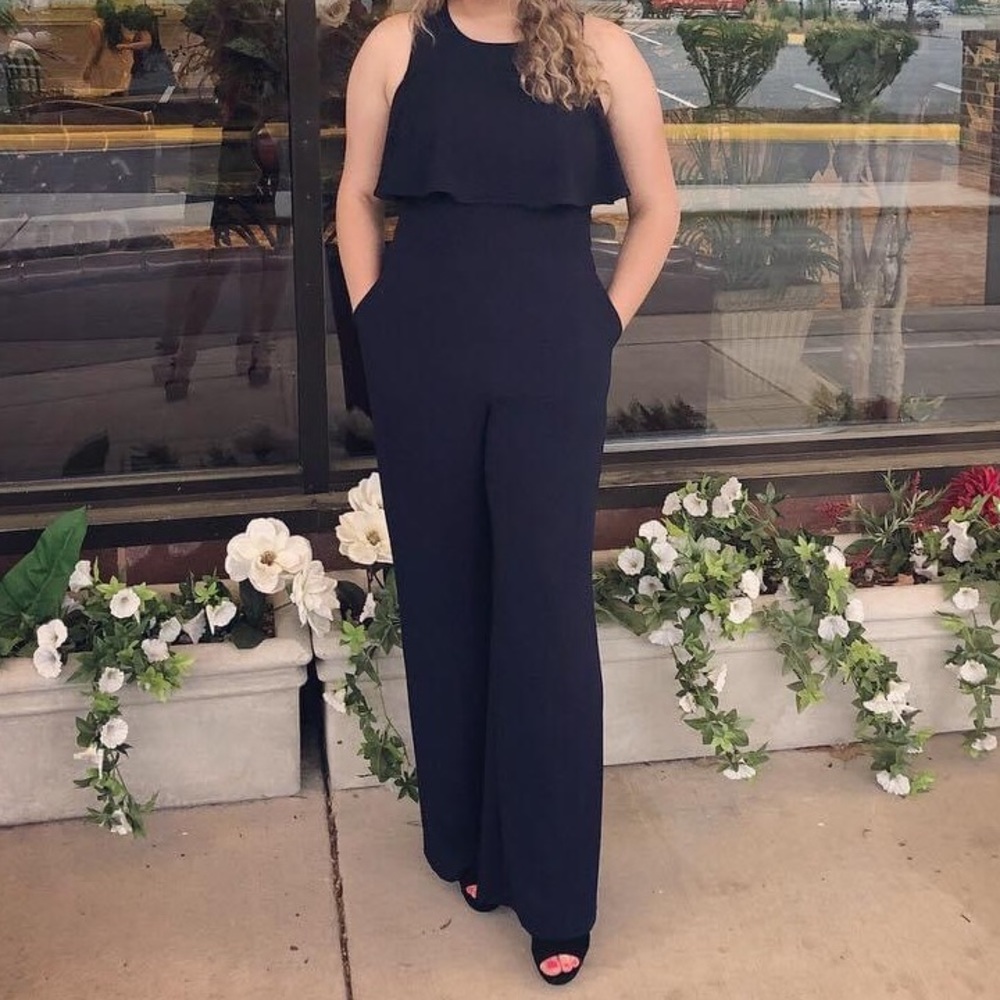 Vince Camuto Navy Sleeveless Jumpsuit